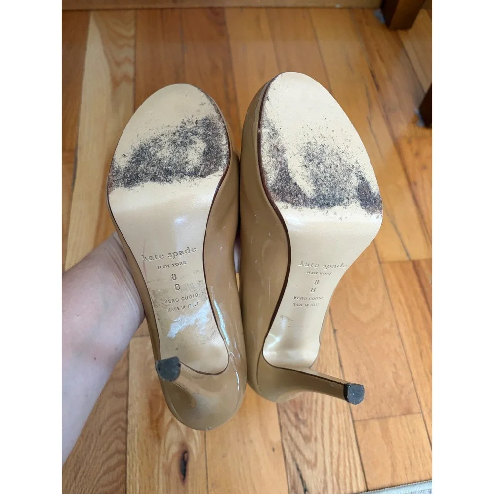 Kate‎ Spade Lori Platform Heels Pumps Camel Patent Leather Size 8